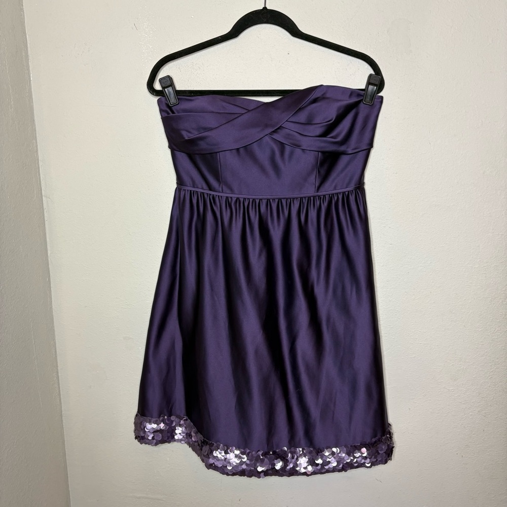 Melissa Sweet Purple Satin Strapless Party Dress Size 10